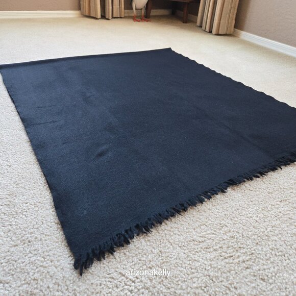 Large Wool Woven Wrap Scarf Black - Picture 5 of 9